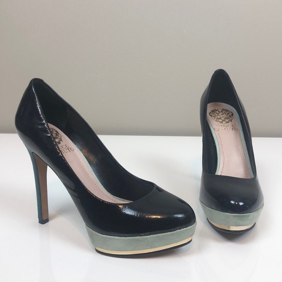 Vince Camuto Black Patent Leather Platform Heels Size 5.5 - Picture 1 of 8